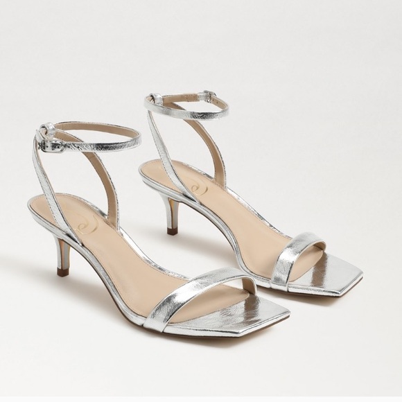 Sam Edelman Silver Rayelle Goatskin Leather Heels - Picture 7 of 16